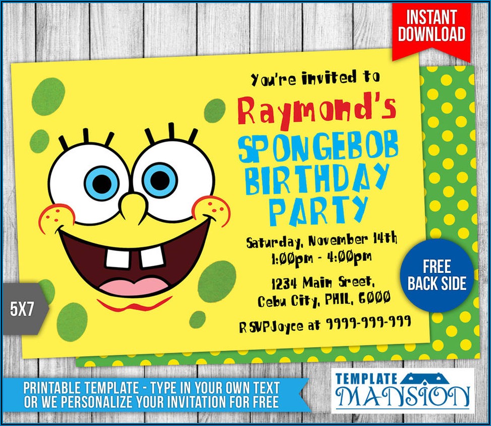 Spongebob Squarepants Birthday Invitations