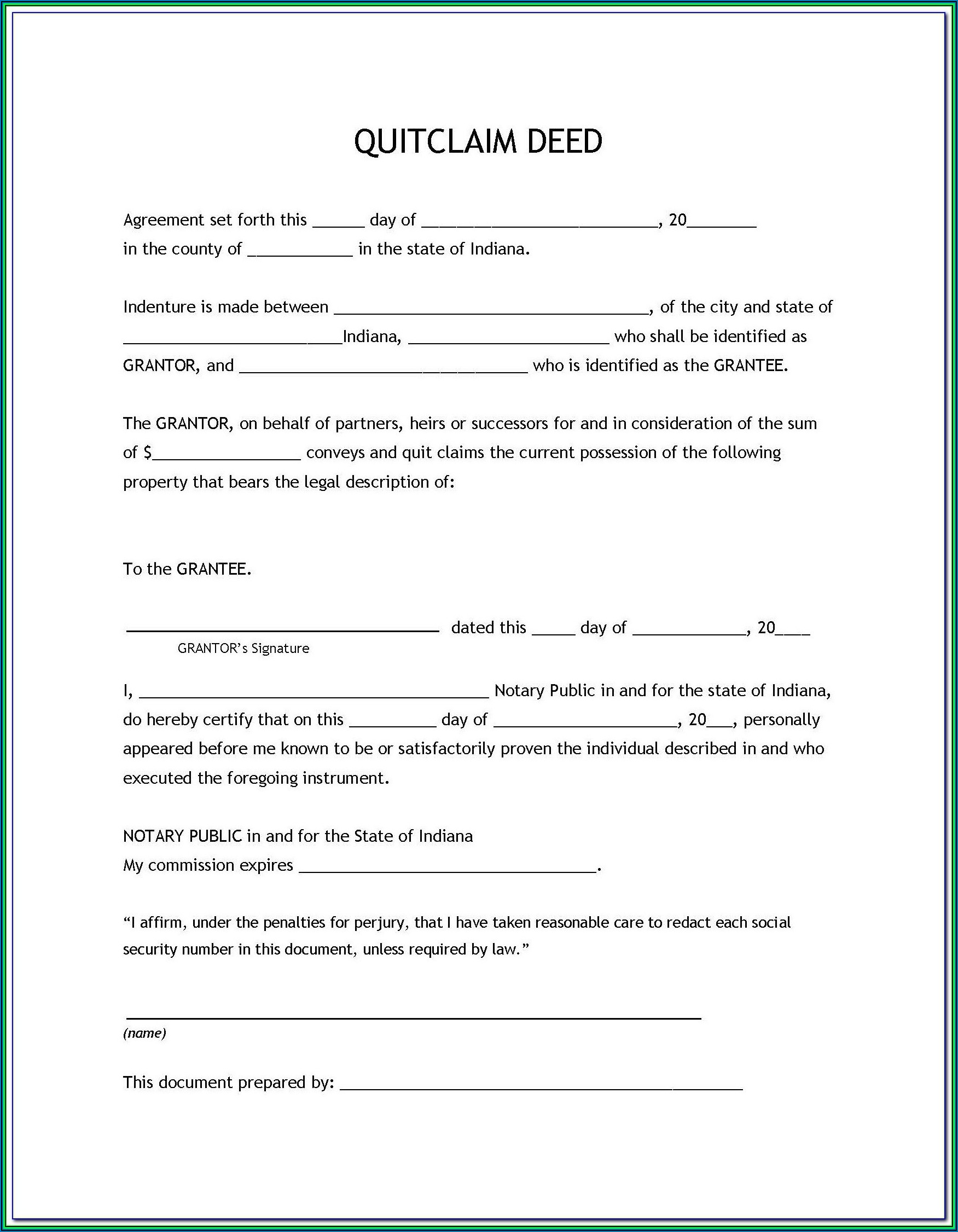 State Of Louisiana Quit Claim Deed Form