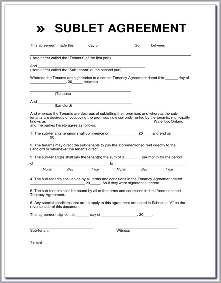 Sublet Agreement Template Uk
