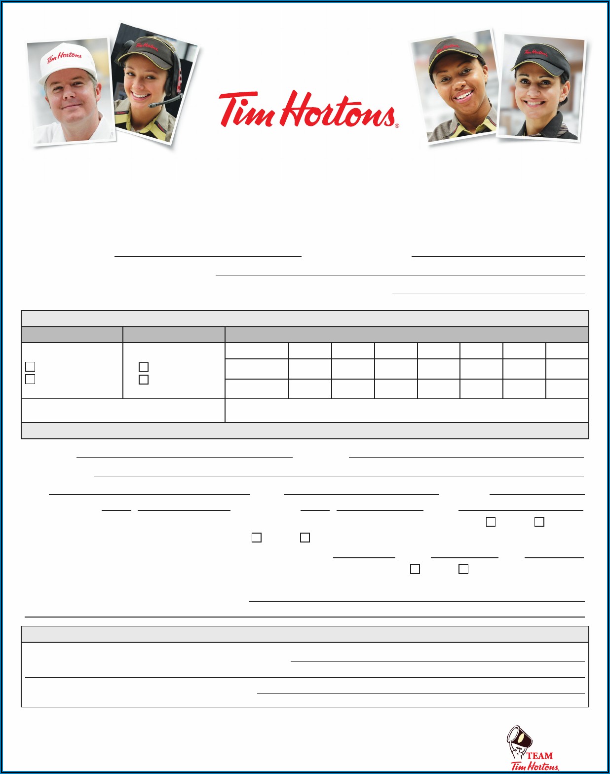 Tim Hortons Application Form 2020