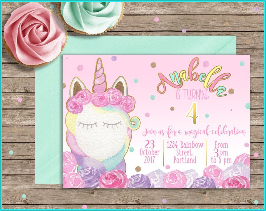 Unicorn Birthday Invitation Card Free Printable
