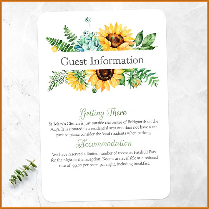 Wedding Guest Information Card Template