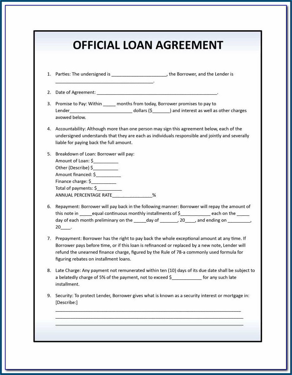 Word Printable Loan Agreement Template