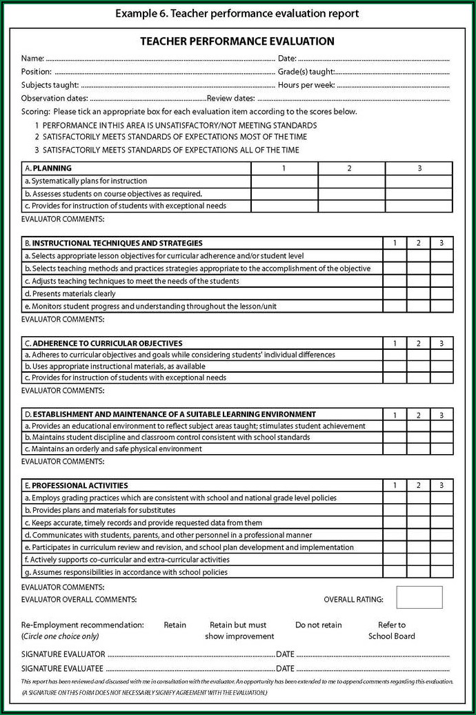 Work Performance Evaluation Form Pdf