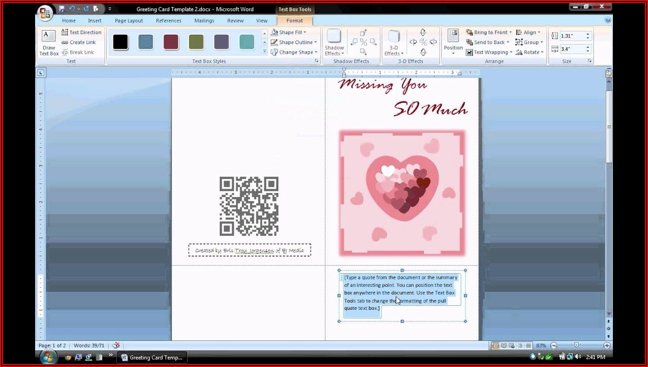 4x6 Greeting Card Template Word