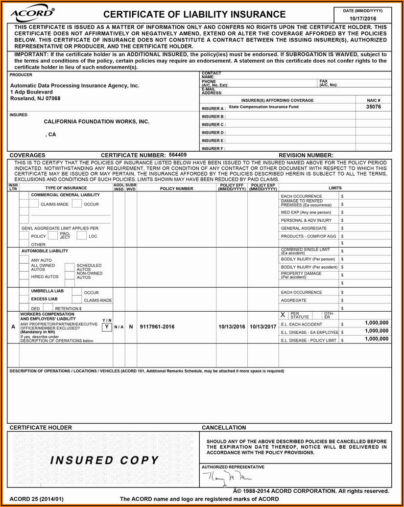California Workers Compensation Exclusion Form