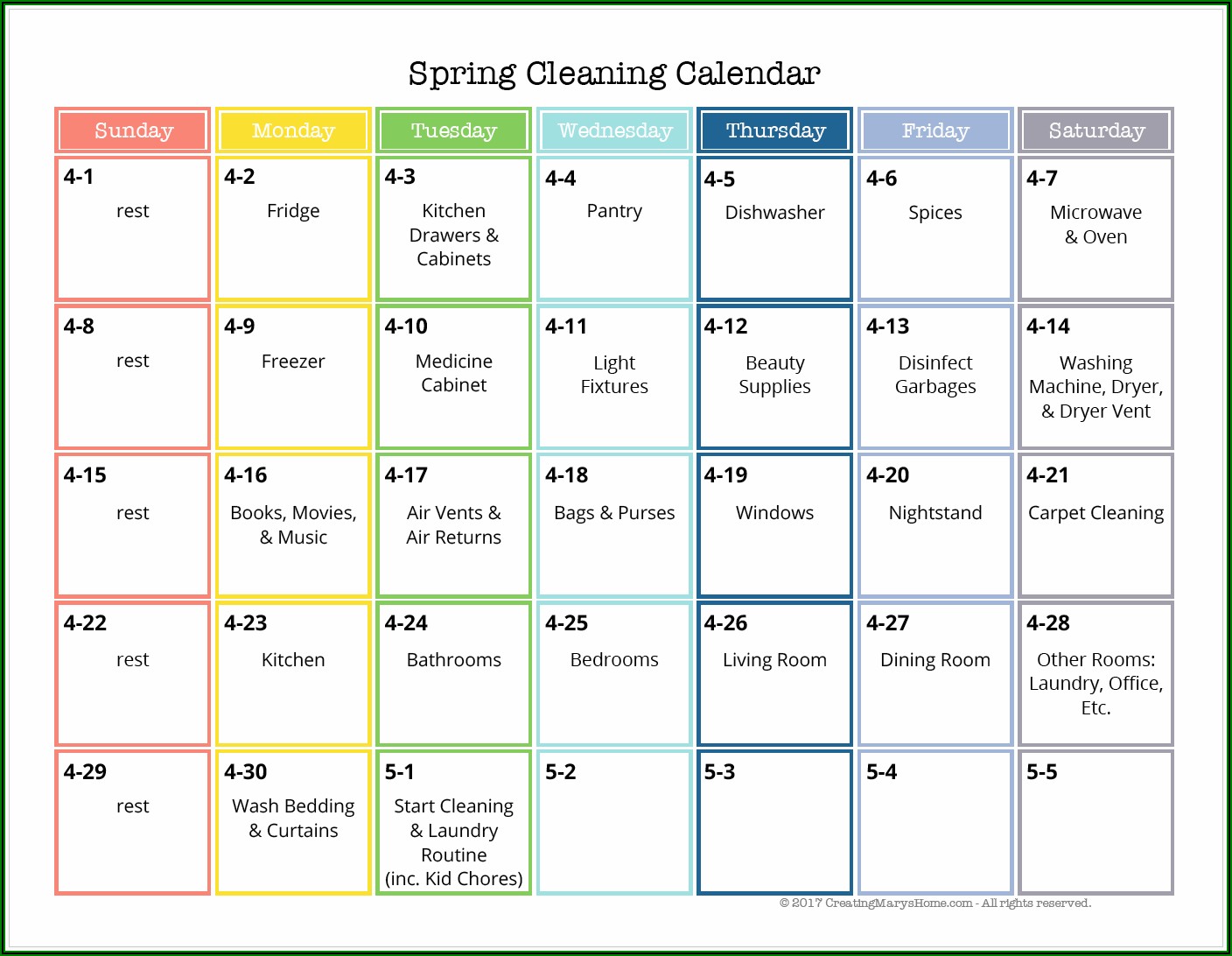 Care Home Cleaning Schedule Template