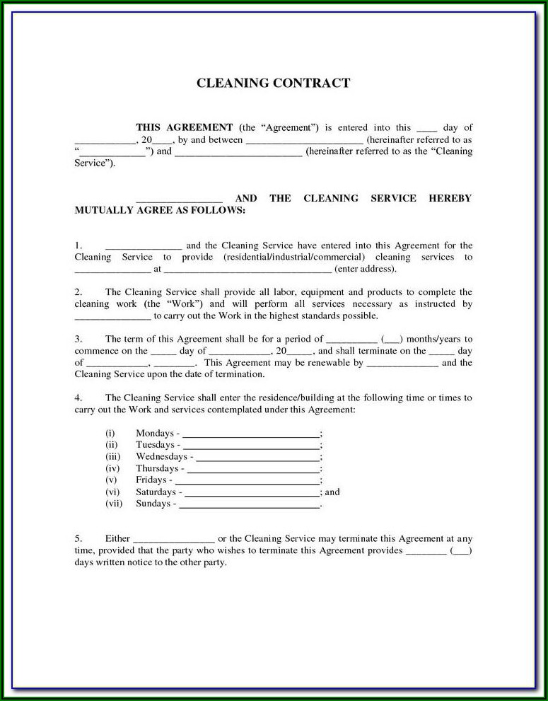 Commercial Carpet Cleaning Contract Template