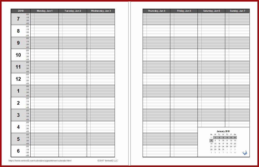 Daily Appointment Book Template