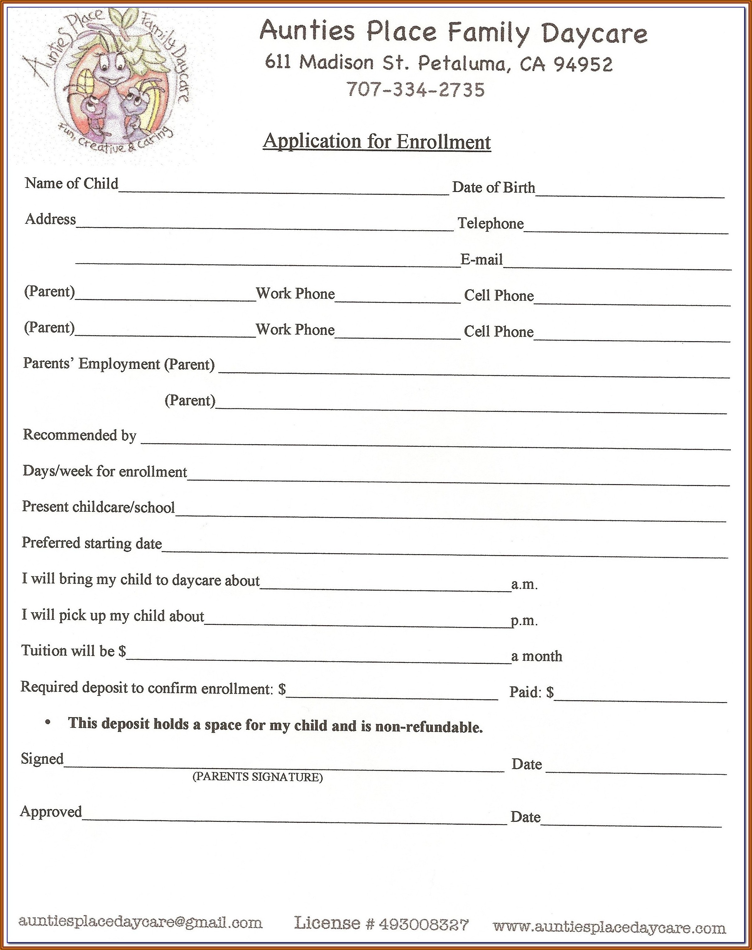 Daycare Attendance Forms