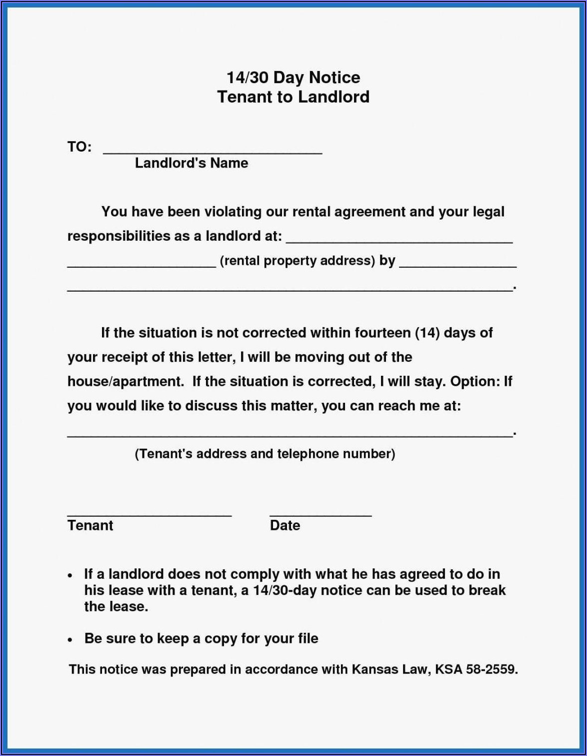 Free 30 Day Notice To Landlord Template California