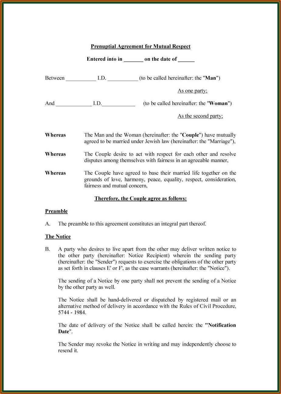 Free Basic Prenuptial Agreement Form