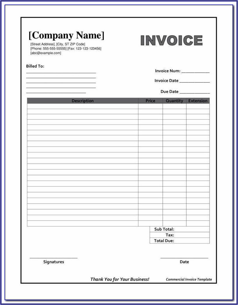 Free Fillable Invoice Templates