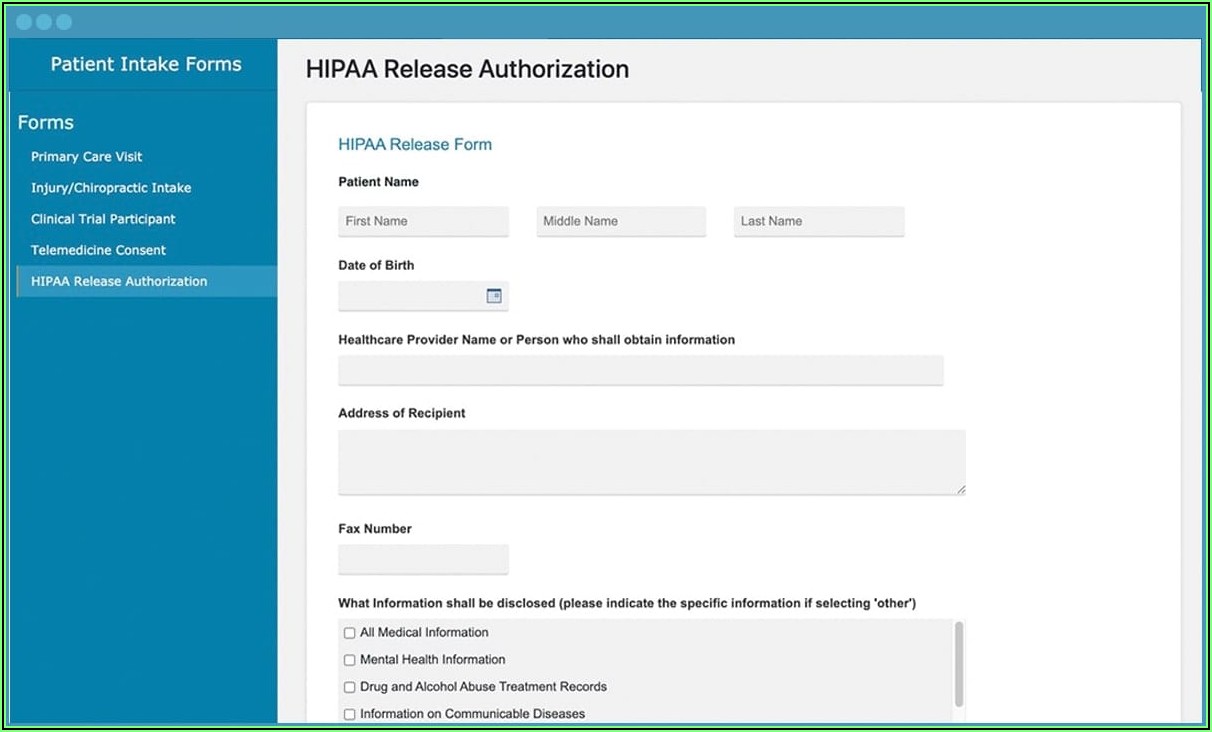 Free Hipaa Compliant Online Intake Forms