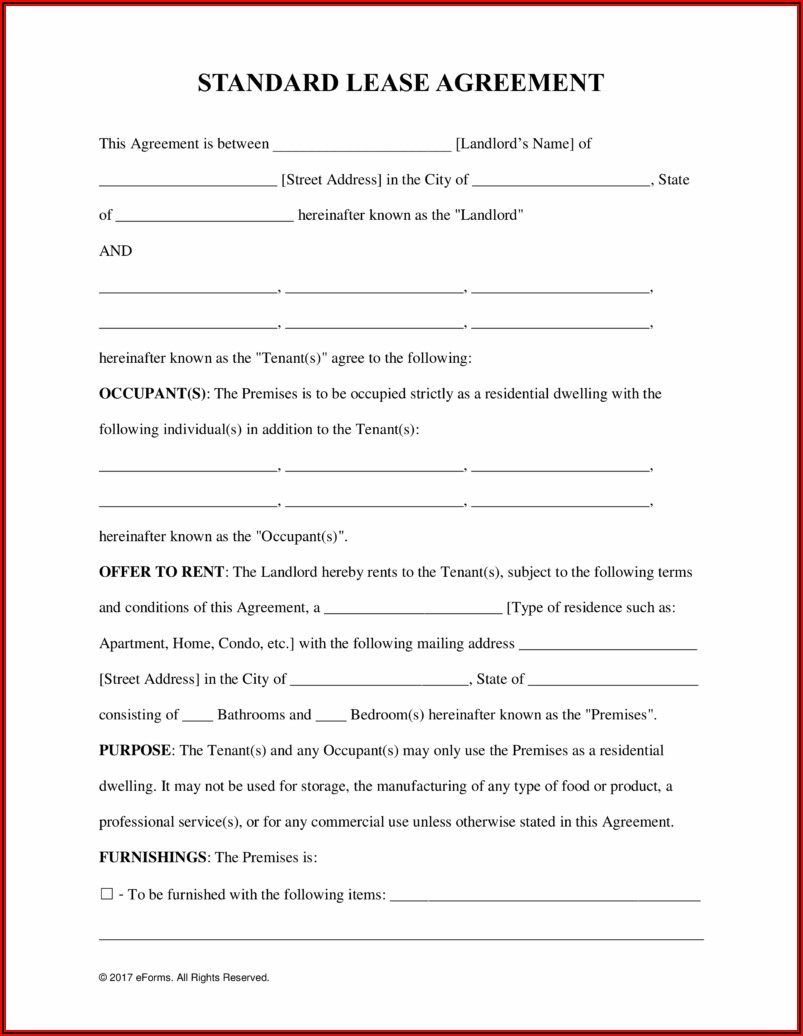 Free Lease Agreement Word Document