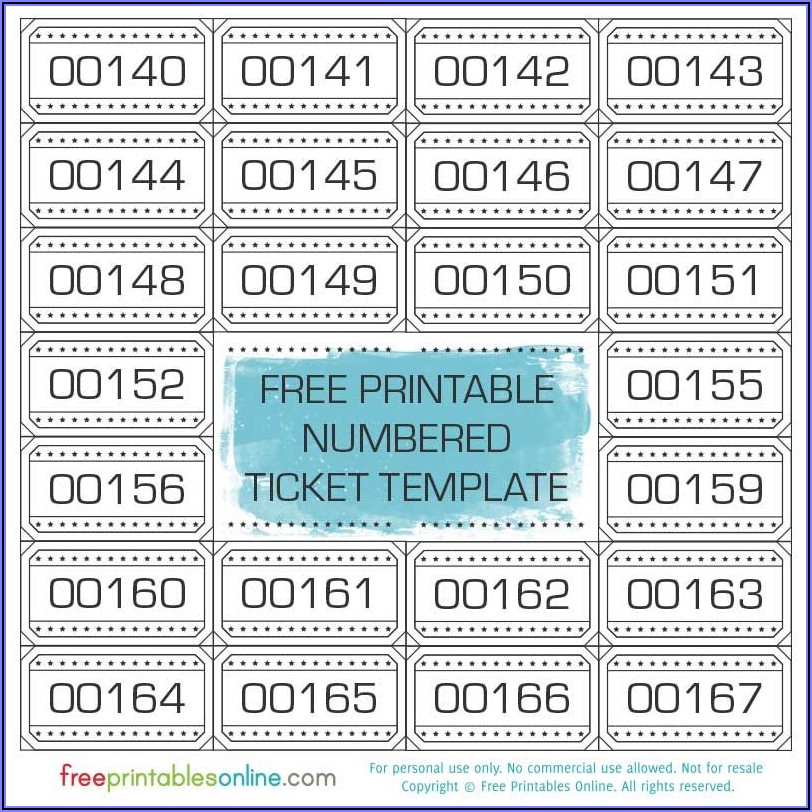 Free Numbered Raffle Ticket Template