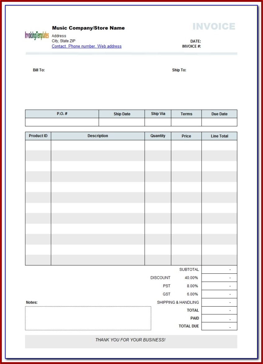Free Printable Blank Invoice Form