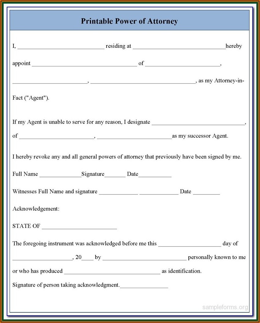 Free Printable Power Of Attorney Forms Florida