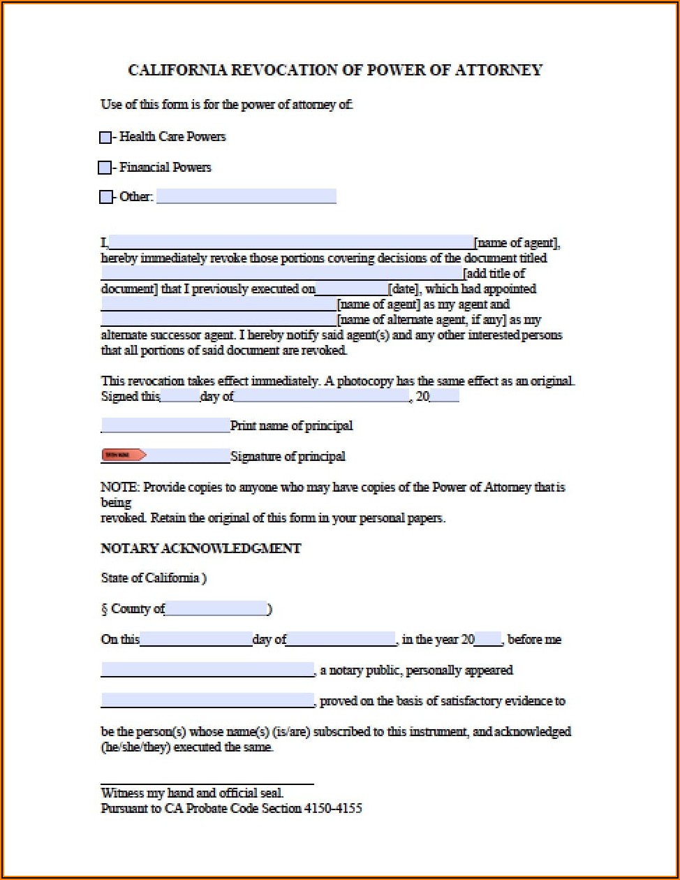 Free Printable Power Of Attorney Forms For California