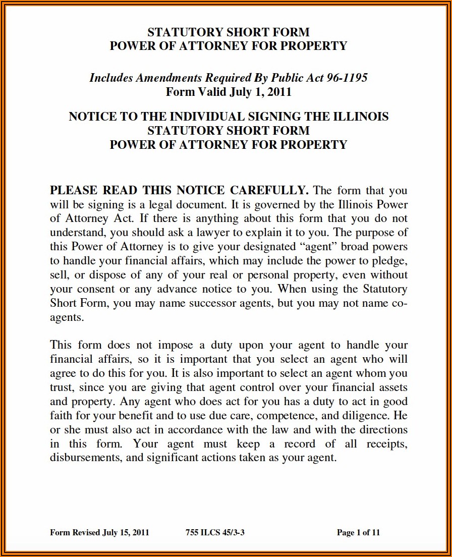 Free Printable Power Of Attorney Forms For Illinois