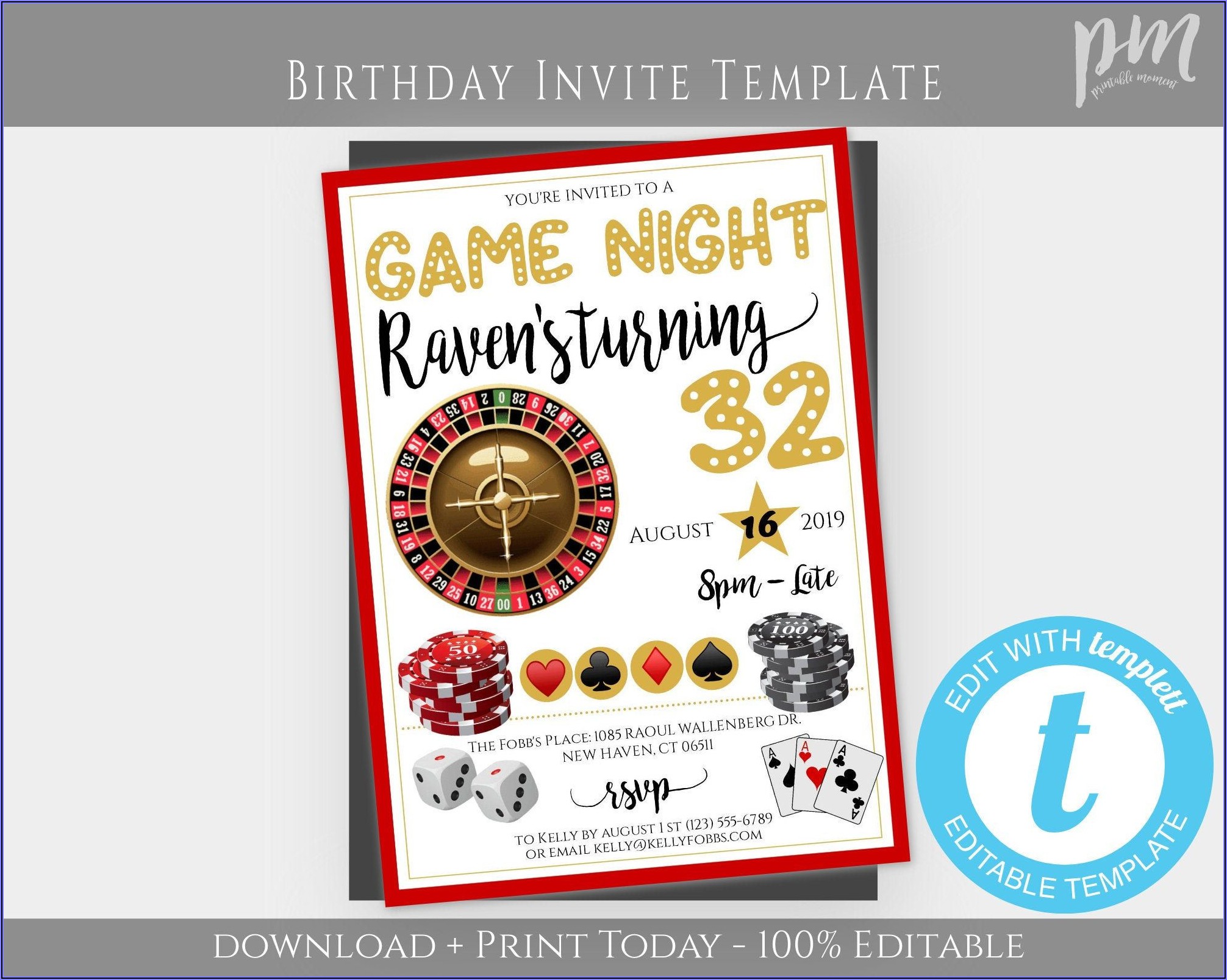 Game Night Party Invitation Template