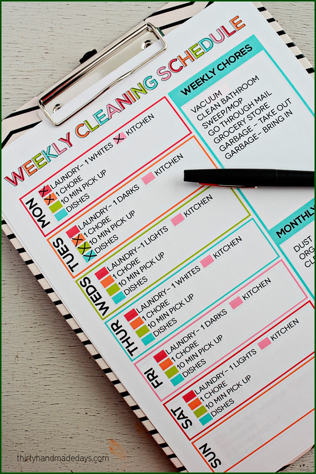 Home Bakery Cleaning Schedule Template