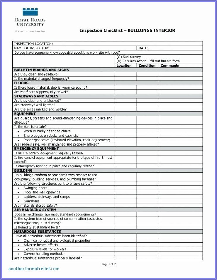 Home Inspection Checklist Template Free