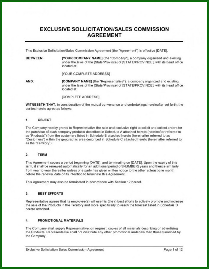Independent Sales Rep Agreement Template