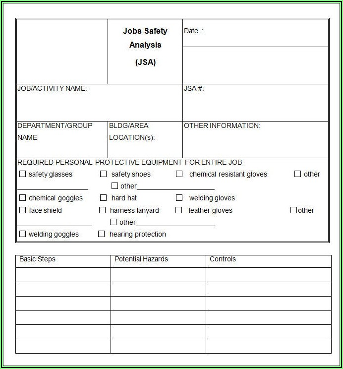 Jsa Job Safety Analysis Template