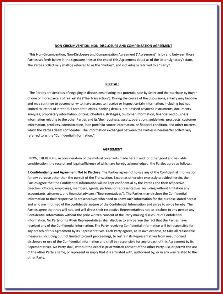 Ncnd Agreement Template Free