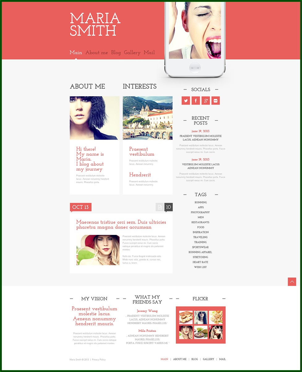 Personal Web Page Templates Free