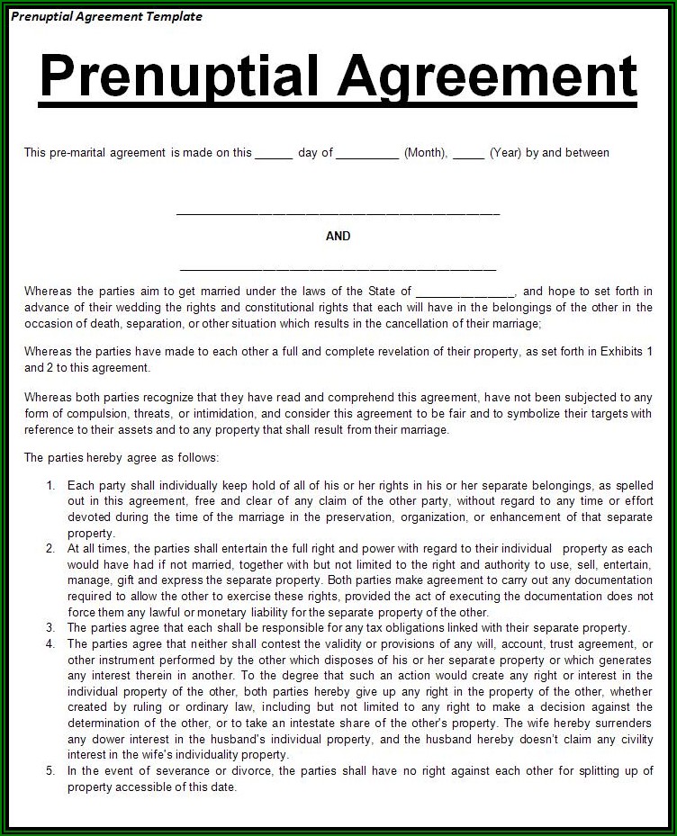 Prenup Agreement Template