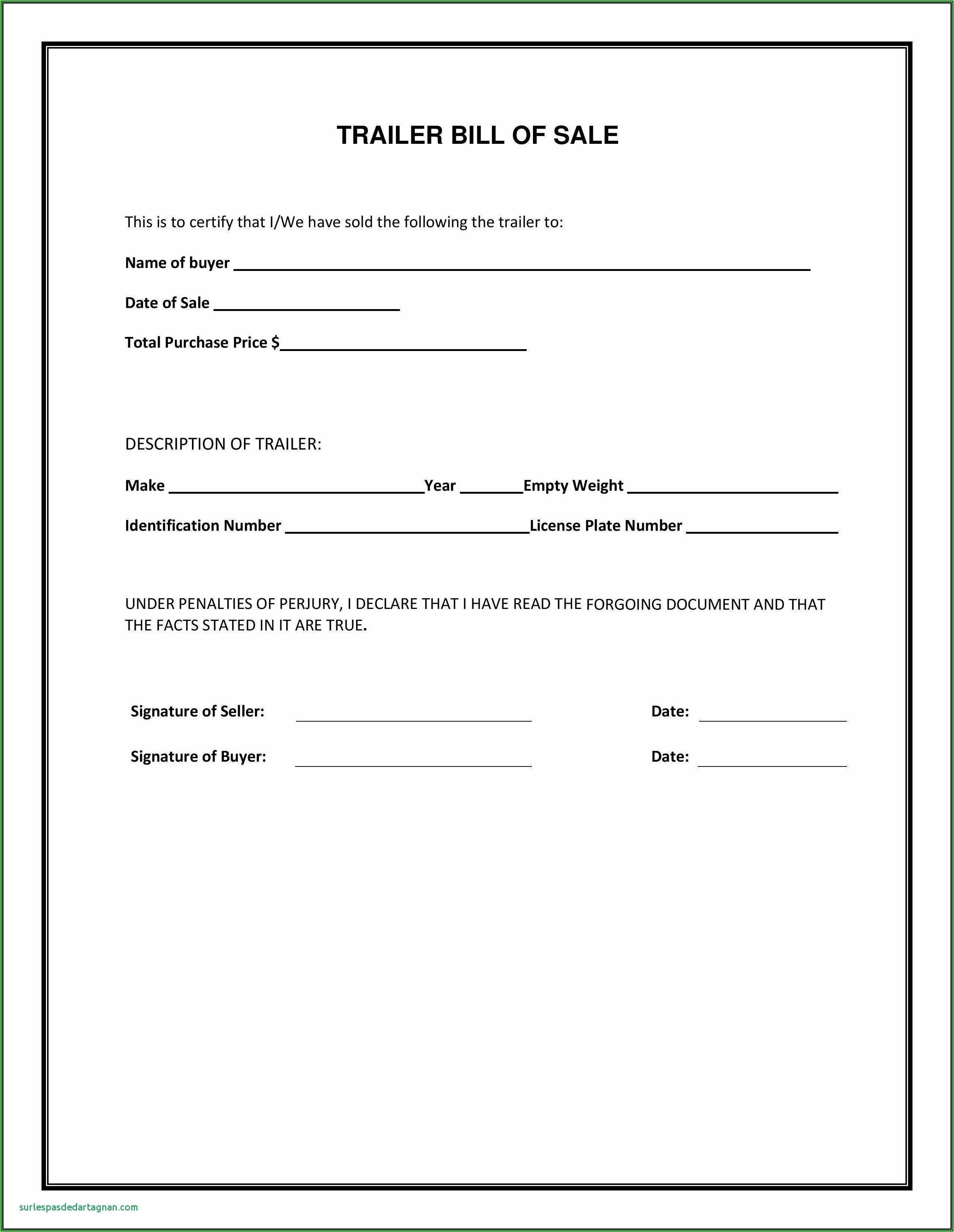 Printable Blank Car Bill Of Sale Form