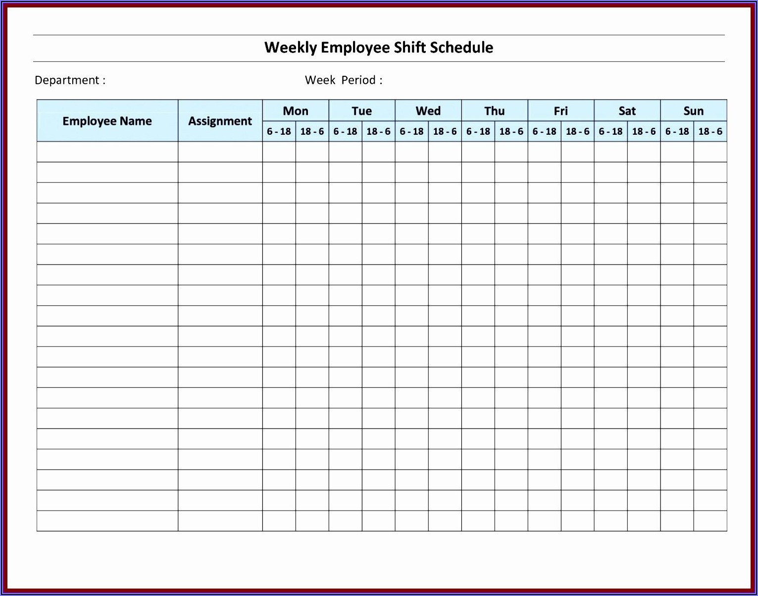 Printable Employee Schedule Template Download