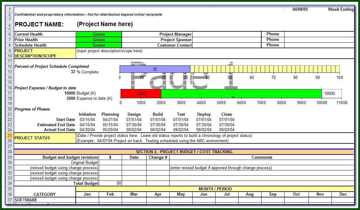 Project Progress Report Format Excel