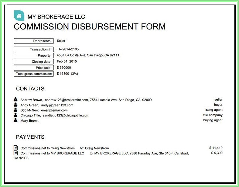 Real Estate Commission Disbursement Form
