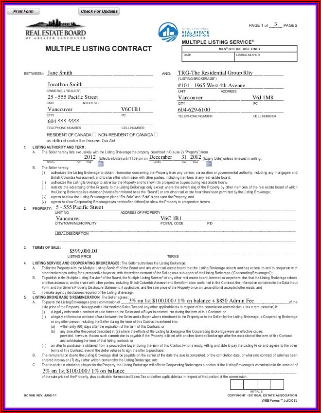 Real Estate Purchase Agreement Template Bc