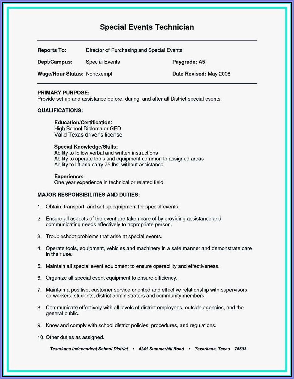 Resume Example For Construction Work