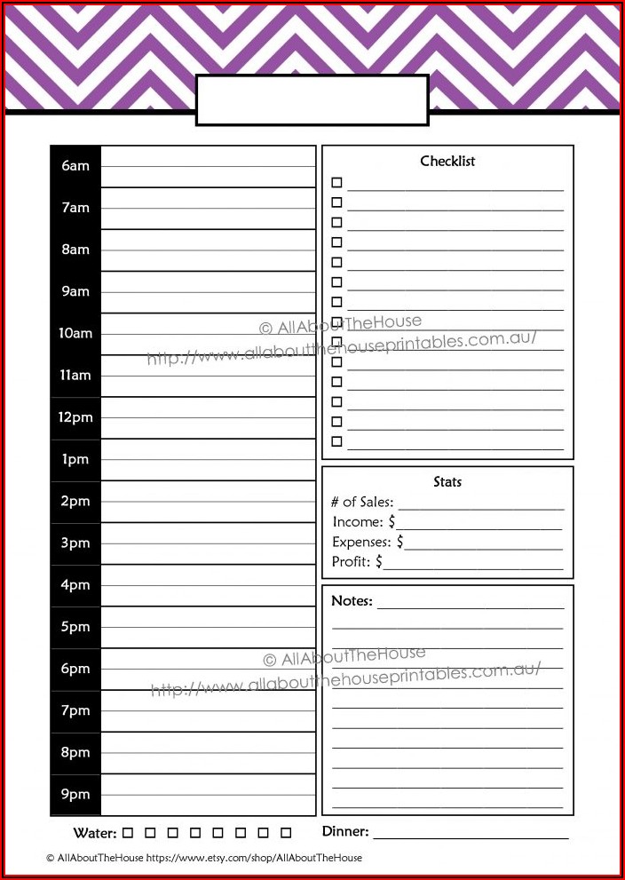 Sales Rep Daily Planner Template