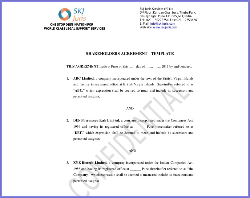 Shareholders Agreement Word Format