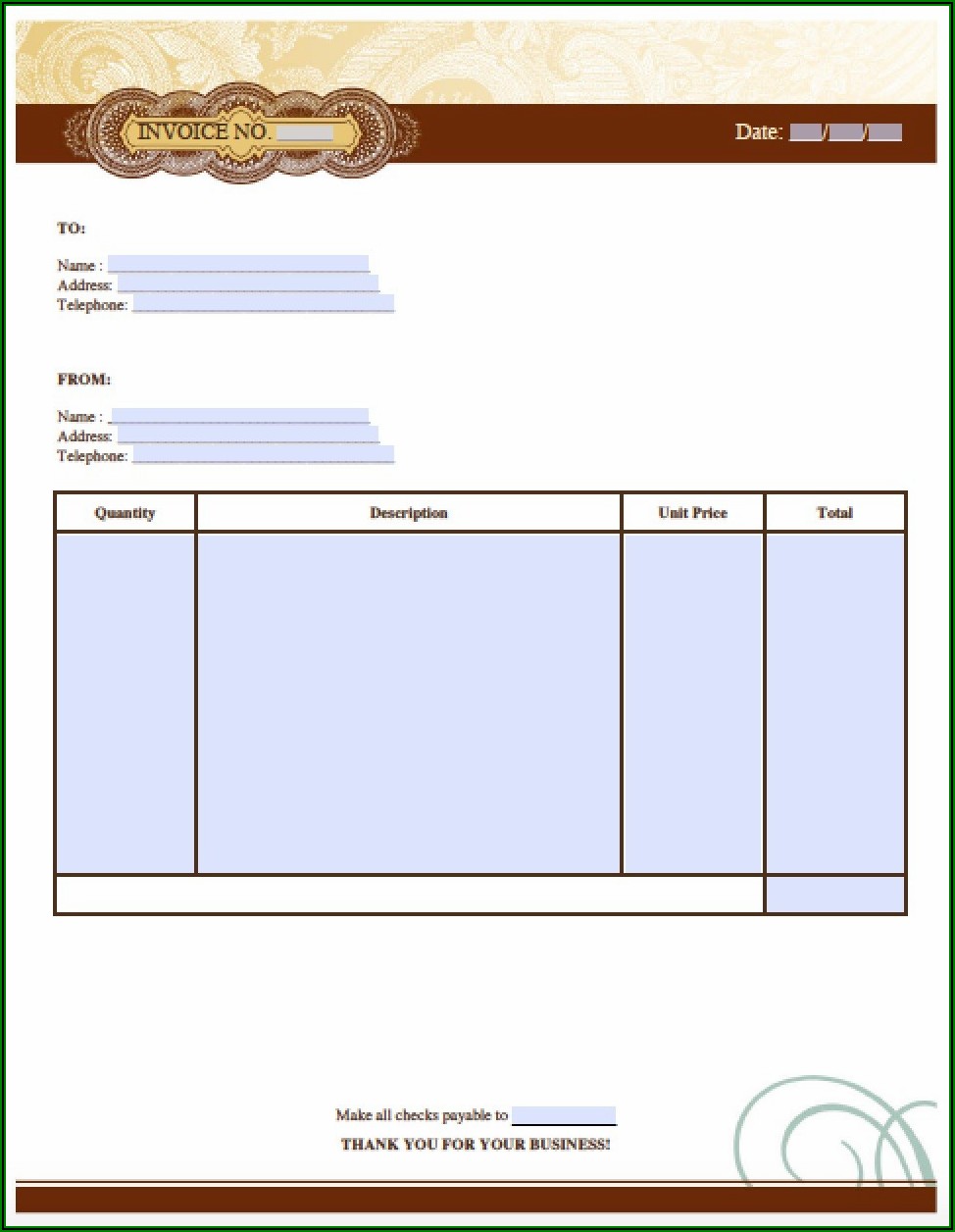 Template Invoice Word Document