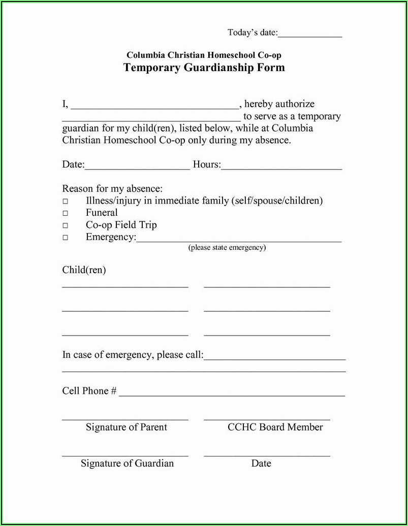 Temporary Custody Of A Child Forms Free