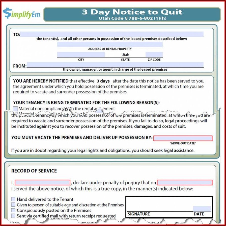 Tenant Eviction Notice Template