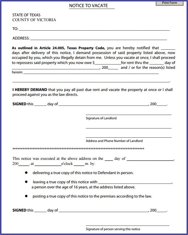 Texas Eviction Notice Forms