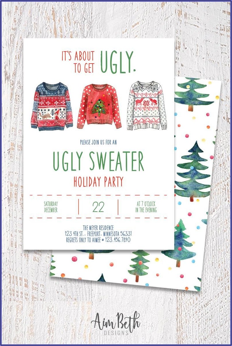 Ugly Christmas Sweater Party Invitations Free Templates