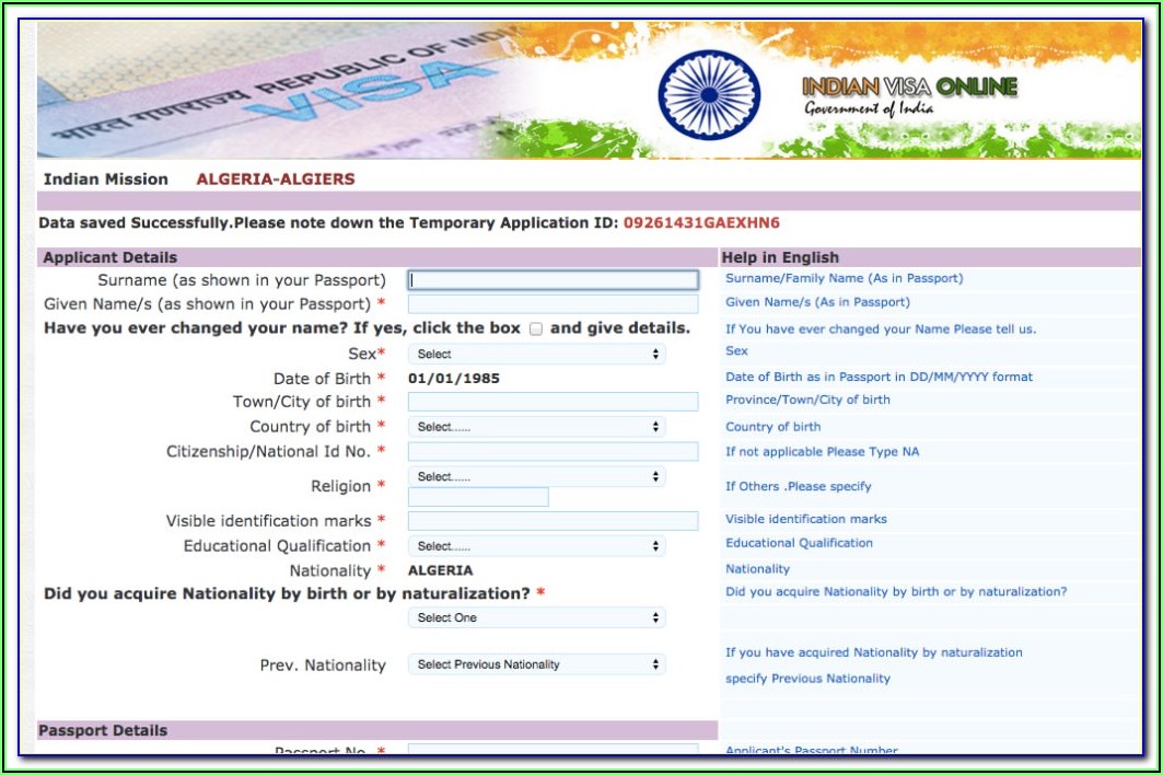Us Visa Application Form For Indian Citizens