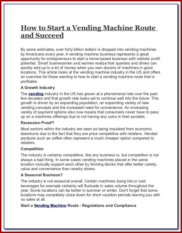 Vending Machine Business Plan Template Pdf