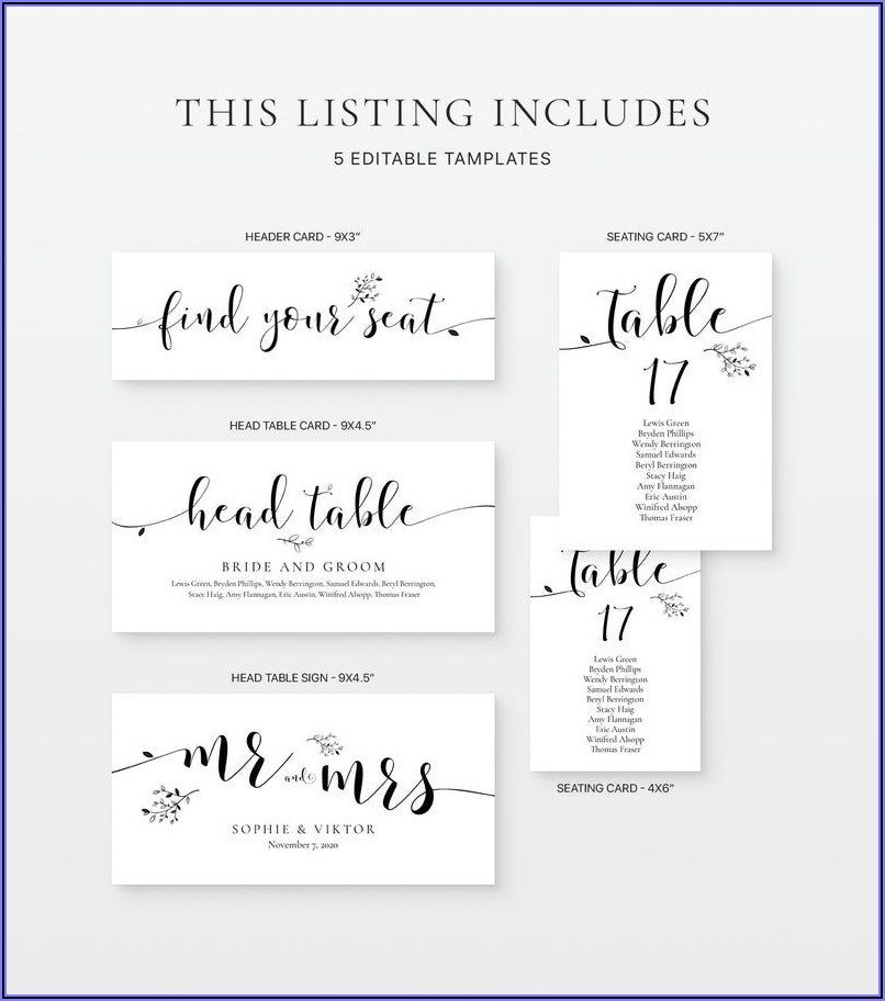 Wedding Table Assignment Template