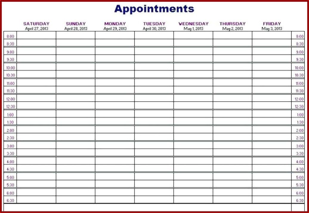 Weekly Appointment Planner Template Download