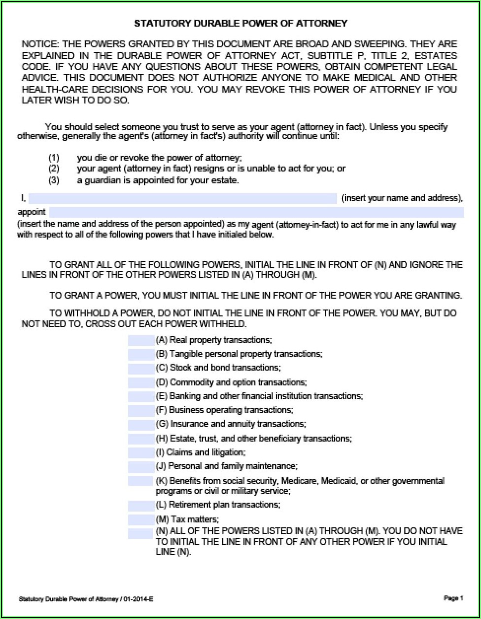 Where Can I Pick Up A Durable Power Of Attorney Form